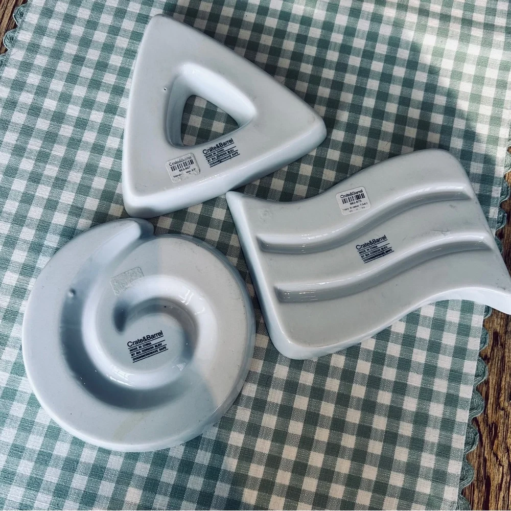 Crate&Barrel White Ceramic Appetizer Dishes - Set of 3